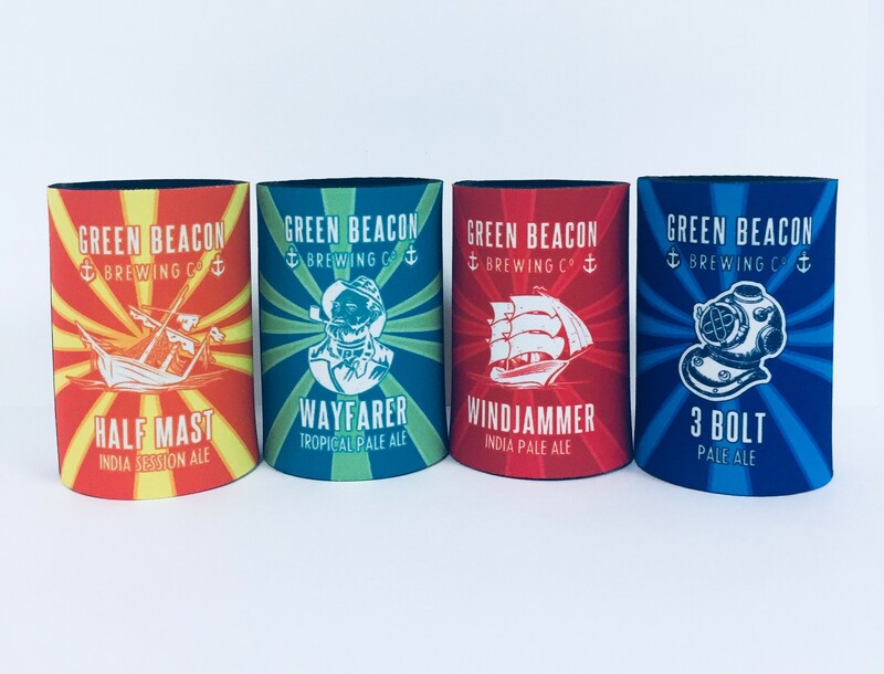 Green Beacon Brewery premium stubby coolers to promote their business 