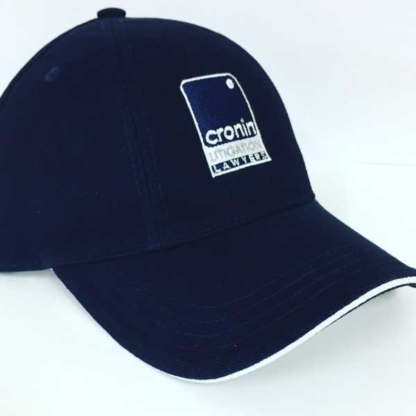 Cronin Litigation Lawyers cap in navy/white, with logo embroidered on the front. 