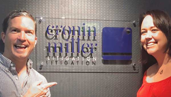 Cronin Miller Litigation reception sign showing new branding