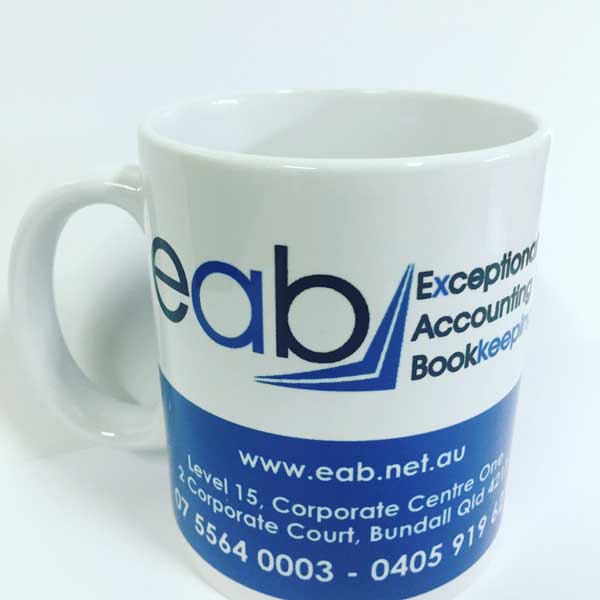 Exceptional Accounting & Bookkeeping white ceramic "Can" mug wrap printed in full colour and sublimated.