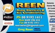 business cards for reen auto electrics