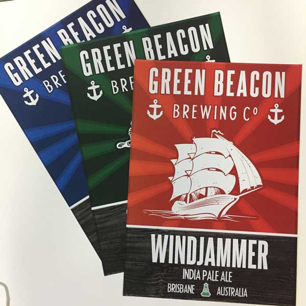 Green Beacon Brewing Company A3 size posters printed full CMYK colour on one side on 200gsm gloss art paper.