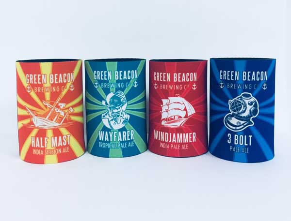 Green Beacon Brewery premium sublimated stubby holders