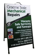 Graham Teal Mechanical Repairs A-frame sign, size 600mm (w) x 900mm (h)