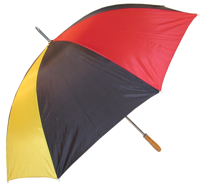 promotional umbrella, wg001, yellow-black-red at non stop adz