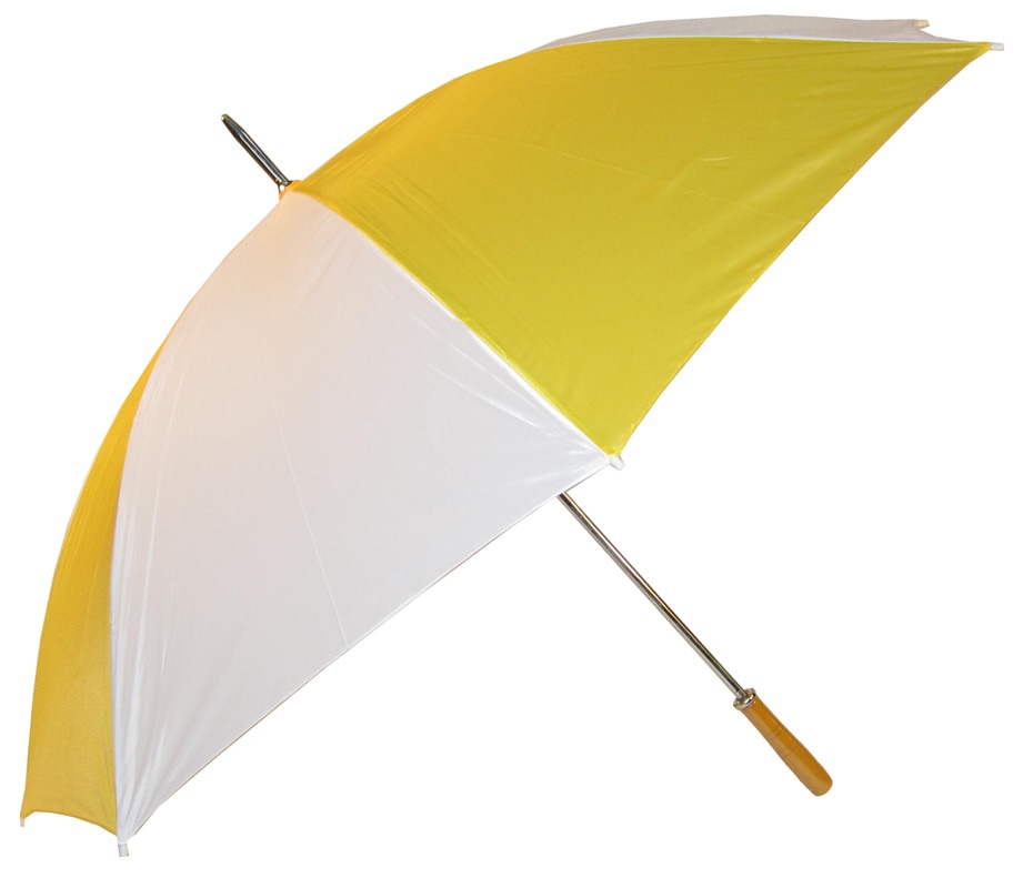 promotional umbrella, wg001, yellow-white at non stop adz