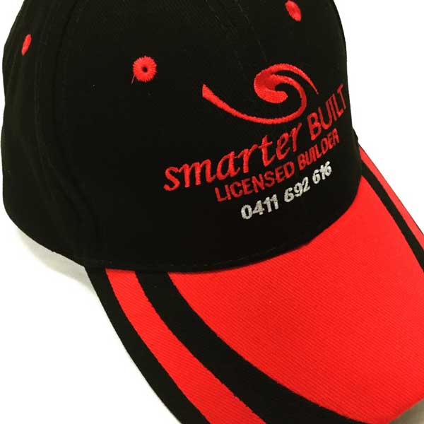 Smarter Built caps with logo embroidered on the front.
