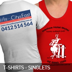 Tees and singlets decorated to promote your business